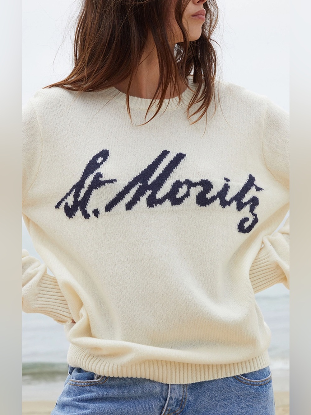 Brandy Melville John Galt St. Moritz Wool Blend Cream Knit Oversized Sweater OS
